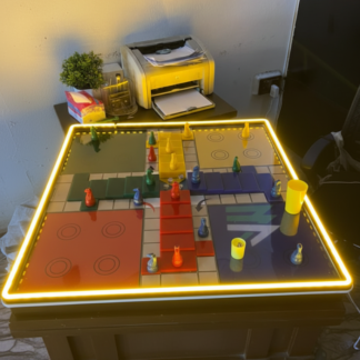 LED Crown Snooker Ludo Game Board Wall Art | Illuminated Acrylic Snooker-Themed Ludo Sign