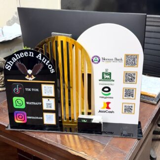 Table top QR scanner with card holder